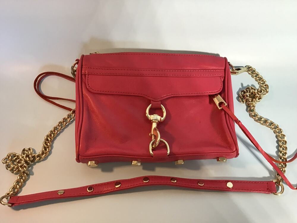 Rebecca Minkoff 3-1 Mini Mac Convertible Zest Pink Leather Crossbody Purse